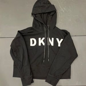 Black DKNY slightly cropped hoodie